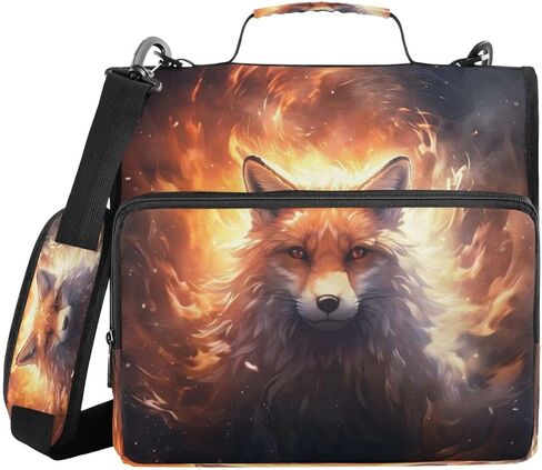 ALAZA Wolf Fox Animal Funny Zipper Binder 3 حلقات منظم مع سحاب وحزام كتف سعة كبيرة متعددة الجيوب للعمل في اللوازم المكتبية in Kuwait