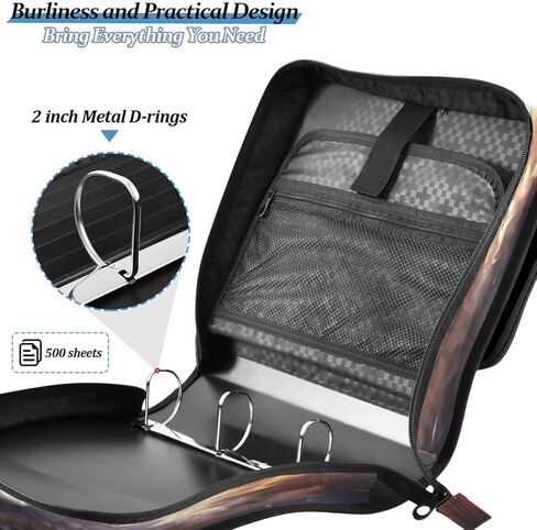 ALAZA Wolf Fox Animal Funny Zipper Binder 3 حلقات منظم مع سحاب وحزام كتف سعة كبيرة متعددة الجيوب للعمل في اللوازم المكتبية in Kuwait