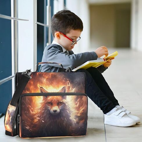 ALAZA Wolf Fox Animal Funny Zipper Binder 3 حلقات منظم مع سحاب وحزام كتف سعة كبيرة متعددة الجيوب للعمل في اللوازم المكتبية in Kuwait