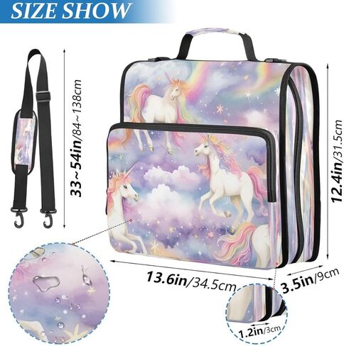 ALAZA Galaxy Nebula Unicorn Horse Cloud Zipper Binder 3 Ring Binder Organizer with Zipper and Shoulder Strap Large Capacity Multi-Pocket for Office Supplies Work in Kuwait