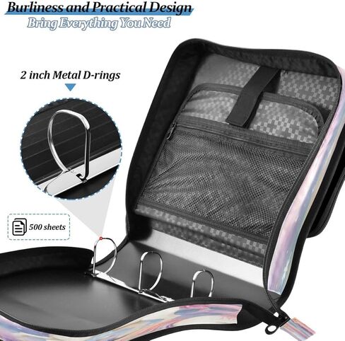 ALAZA Galaxy Nebula Unicorn Horse Cloud Zipper Binder 3 Ring Binder Organizer with Zipper and Shoulder Strap Large Capacity Multi-Pocket for Office Supplies Work in Kuwait