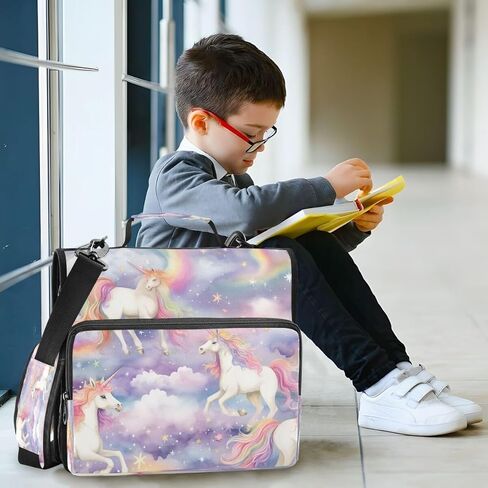 ALAZA Galaxy Nebula Unicorn Horse Cloud Zipper Binder 3 Ring Binder Organizer with Zipper and Shoulder Strap Large Capacity Multi-Pocket for Office Supplies Work in Kuwait