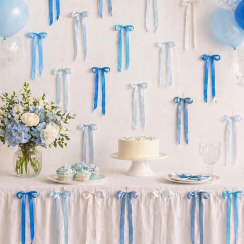 72 Pieces Christmas Twist Tie Bows 5 x 7 Inch Pastel Satin Ribbon Bows with Twist Tie Colored Craft Bows for Gift Wrapping Basket Wedding Birthday Party Christmas Decorations(Blue) in Saudi Arabia