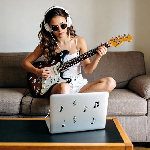 500PCS Musical Notes Stickers, Waterproof Self-Adhesive Holographic Music Stickers Sparkly Sticker for Back to School Envelope Scrapbook Laptop Skateboard Home Decor in Saudi Arabia