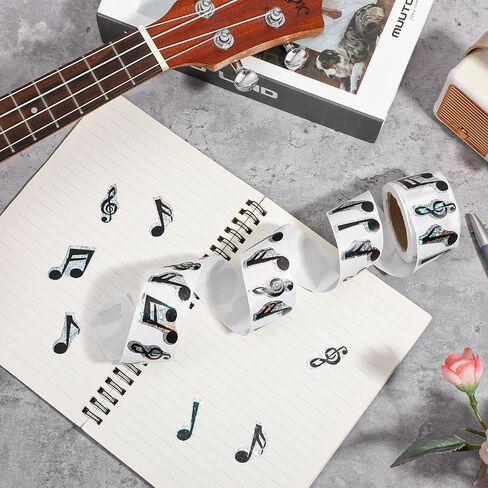 500PCS Musical Notes Stickers, Waterproof Self-Adhesive Holographic Music Stickers Sparkly Sticker for Back to School Envelope Scrapbook Laptop Skateboard Home Decor in Saudi Arabia