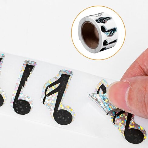 500PCS Musical Notes Stickers, Waterproof Self-Adhesive Holographic Music Stickers Sparkly Sticker for Back to School Envelope Scrapbook Laptop Skateboard Home Decor in Saudi Arabia