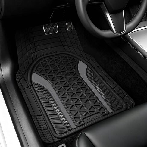 Heavy Duty Rubber Car Mats Flame Design (Inferno Red), 4-Piece Deep Waterproof Floor Mats Set (Front & Rear Full Set), All Weather Universal Trim to Fit Automotive SUV Sedan Truck in Kuwait
