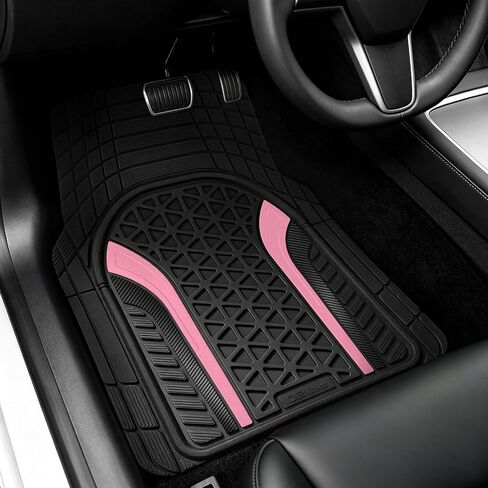 Heavy Duty Rubber Car Mats Flame Design (Inferno Red), 4-Piece Deep Waterproof Floor Mats Set (Front & Rear Full Set), All Weather Universal Trim to Fit Automotive SUV Sedan Truck in Kuwait