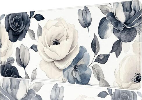 Flower Extended Mouse Pad Navy Cream Watercolor Floral Minimal Chic XL Mouse Pad Large Mousepad Extended Laptop Keyboard Mat Gaming Desk Pad Mouse Mat 31.5x11.8 Inch in Saudi Arabia