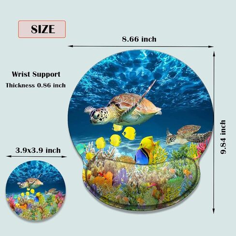 Ergonomic Mouse Pad with Gel Wrist Rest Support, Non-Slip Rubber Base for Computers, Laptops, Home, Office and Games, with Coaster (Colorful Fish Coral Beach-Wrist) in Saudi Arabia