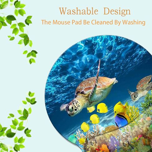 Ergonomic Mouse Pad with Gel Wrist Rest Support, Non-Slip Rubber Base for Computers, Laptops, Home, Office and Games, with Coaster (Colorful Fish Coral Beach-Wrist) in Saudi Arabia