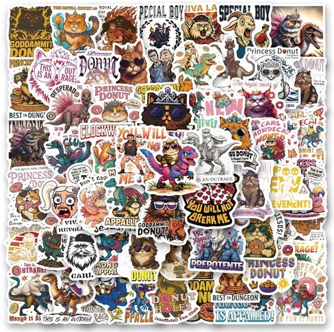 105pcs DCC This is an Outrage Princess Donut Sticker Funny Dungeon Book Crawler Reading Carl Stickers for Kindle Waterproof Vinyl for Laptop, Water Bottle, Skateboard, Scrapbooking, Party Favors in Saudi Arabia