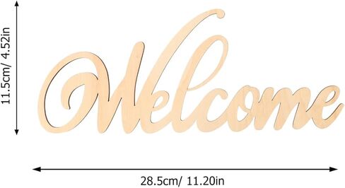 Didiseaon 4Pcs Unfinished Wood Cutout Welcome Sign Blank Wooden Word Letter Wreath Craft Supply Front Door Wall Art Hanging Plaque Home Room Decor DIY Paint Project Board Studio Artist Child 11 Inch in Kuwait
