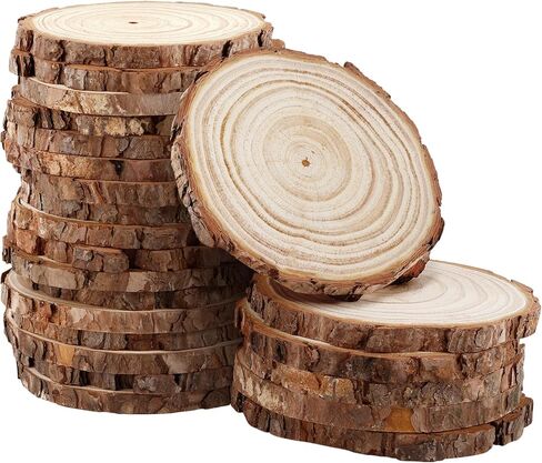 17 PCS Unfinished Wood Slices for Centerpieces, Wood Rounds for Crafts, Wooden Circle with Tree Bark, Wooden Discs for DIY Painting Crafts Rustic Wedding Christmas Ornaments(4.7"-5.5") in Saudi Arabia