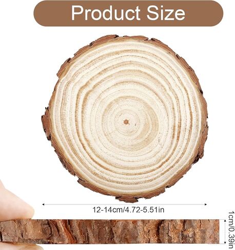 17 PCS Unfinished Wood Slices for Centerpieces, Wood Rounds for Crafts, Wooden Circle with Tree Bark, Wooden Discs for DIY Painting Crafts Rustic Wedding Christmas Ornaments(4.7"-5.5") in Saudi Arabia