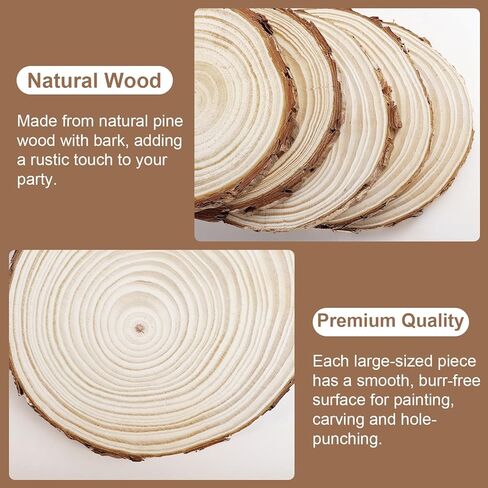 17 PCS Unfinished Wood Slices for Centerpieces, Wood Rounds for Crafts, Wooden Circle with Tree Bark, Wooden Discs for DIY Painting Crafts Rustic Wedding Christmas Ornaments(4.7"-5.5") in Saudi Arabia