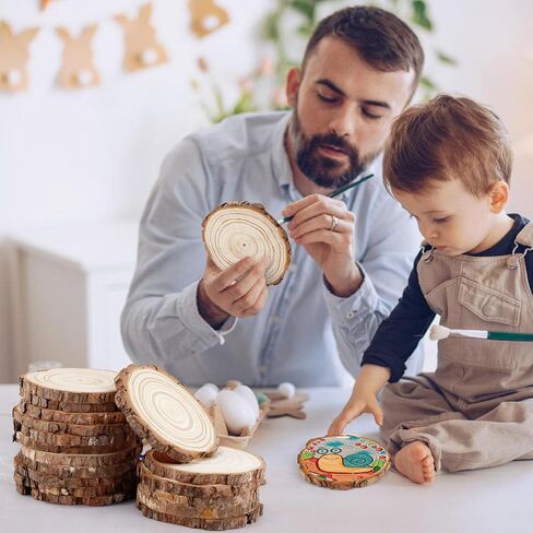 17 PCS Unfinished Wood Slices for Centerpieces, Wood Rounds for Crafts, Wooden Circle with Tree Bark, Wooden Discs for DIY Painting Crafts Rustic Wedding Christmas Ornaments(4.7"-5.5") in Saudi Arabia
