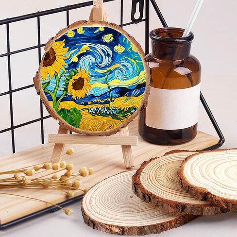 17 PCS Unfinished Wood Slices for Centerpieces, Wood Rounds for Crafts, Wooden Circle with Tree Bark, Wooden Discs for DIY Painting Crafts Rustic Wedding Christmas Ornaments(4.7"-5.5") in Saudi Arabia