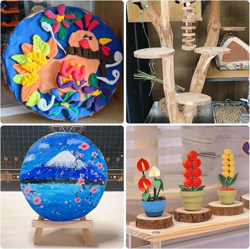 17 PCS Unfinished Wood Slices for Centerpieces, Wood Rounds for Crafts, Wooden Circle with Tree Bark, Wooden Discs for DIY Painting Crafts Rustic Wedding Christmas Ornaments(4.7"-5.5") in Saudi Arabia