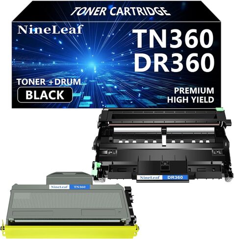 NineLeaf Compatible (1 Drum + 1 Toners) Replacement for TN360 TN-360 Toner Cartridge + DR360 Drum Set DCP-7030 DCP-7040 HL-2140 2150N HL-2170W MFC-7340 MFC-7840W 7440N MFC-7345N Printer in Saudi Arabia