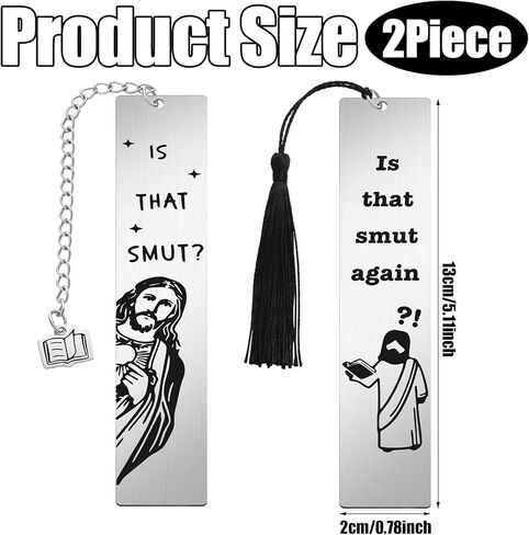 Kenning 2 Pcs Metal Bookmarks with Gift Box is that Smut Novelty Gag Book Mark Humorous Jesus Christian Book Lover Smut Gift for Female Friend Bookish Nerd Booklover Adult Women Christian Gifts in Kuwait