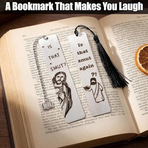 Kenning 2 Pcs Metal Bookmarks with Gift Box is that Smut Novelty Gag Book Mark Humorous Jesus Christian Book Lover Smut Gift for Female Friend Bookish Nerd Booklover Adult Women Christian Gifts in Kuwait