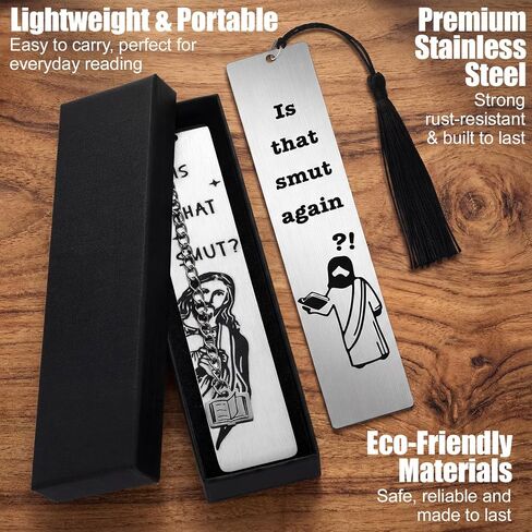 Kenning 2 Pcs Metal Bookmarks with Gift Box is that Smut Novelty Gag Book Mark Humorous Jesus Christian Book Lover Smut Gift for Female Friend Bookish Nerd Booklover Adult Women Christian Gifts in Kuwait