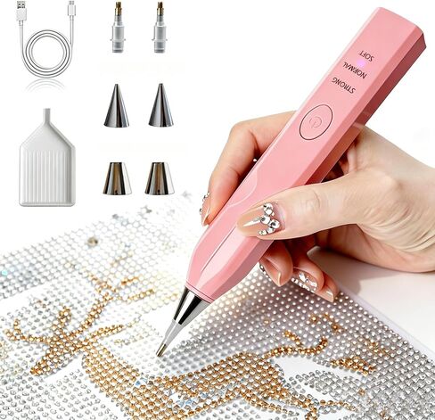 Narottl Electric Diamond Painting Pen, Cordless Diamond Art Pens with 6 Tips & 3 Suction Modes, Vacuum No-Wax Design, Rechargeable & Lightweight DIY Diamond Art Tools for Adults & Beginners (Pink) in Saudi Arabia