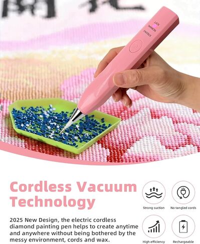 Narottl Electric Diamond Painting Pen, Cordless Diamond Art Pens with 6 Tips & 3 Suction Modes, Vacuum No-Wax Design, Rechargeable & Lightweight DIY Diamond Art Tools for Adults & Beginners (Pink) in Saudi Arabia