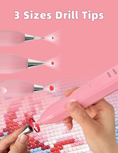 Narottl Electric Diamond Painting Pen, Cordless Diamond Art Pens with 6 Tips & 3 Suction Modes, Vacuum No-Wax Design, Rechargeable & Lightweight DIY Diamond Art Tools for Adults & Beginners (Pink) in Saudi Arabia