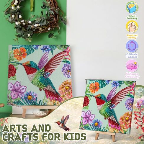 ForraFun Hummingbird Diamond Art Kit Gift for Adults DIY Bird Diamond Painting Crafts with Frame 3D Gem Painting Craft for Adult Beginners Home Wall Decor, 8 x 8 Inch in Kuwait