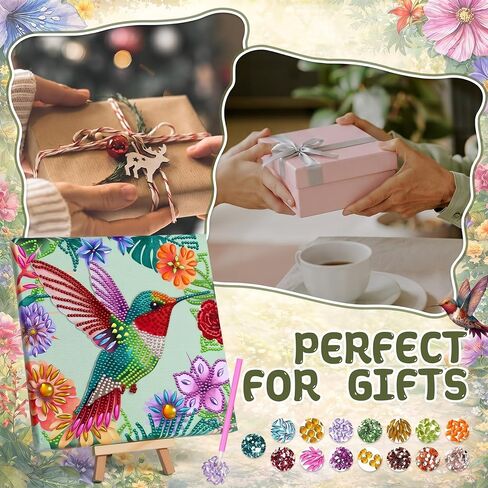 ForraFun Hummingbird Diamond Art Kit Gift for Adults DIY Bird Diamond Painting Crafts with Frame 3D Gem Painting Craft for Adult Beginners Home Wall Decor, 8 x 8 Inch in Kuwait