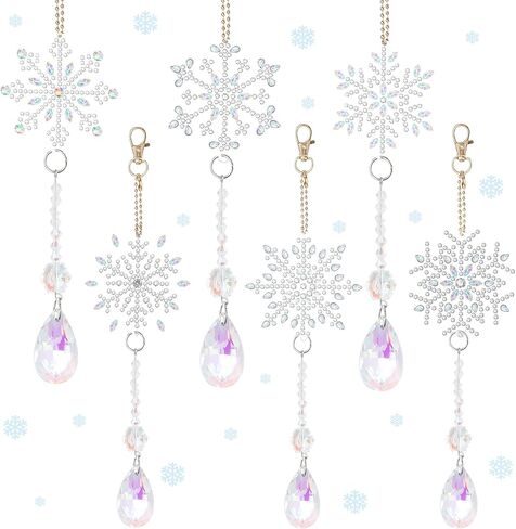 6 Pcs Snowflake Diamond Art Kits Double Sided Suncatchers Wind Chimes Diamond Art Ornaments for Craft Winter Hanging Accessories in Saudi Arabia