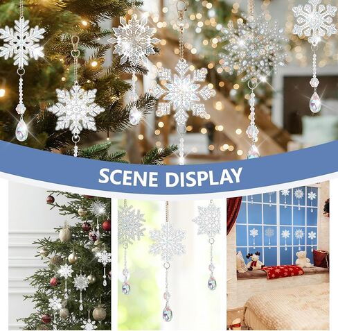 6 Pcs Snowflake Diamond Art Kits Double Sided Suncatchers Wind Chimes Diamond Art Ornaments for Craft Winter Hanging Accessories in Saudi Arabia
