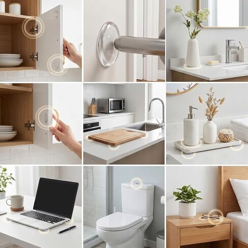 48pcs Door Stoppers for Wall Wall Bumpers Clear Cabinet Door Bumper Silicone Strips Self Adhesive Bumpers Walls Protects Every Surface for Furniture Cabinets Doors Toilet (1.55×1.55,2.48×0.39 Inches) in Saudi Arabia