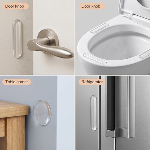 48pcs Door Stoppers for Wall Wall Bumpers Clear Cabinet Door Bumper Silicone Strips Self Adhesive Bumpers Walls Protects Every Surface for Furniture Cabinets Doors Toilet (1.55×1.55,2.48×0.39 Inches) in Saudi Arabia