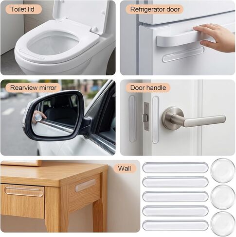48pcs Door Stoppers for Wall Wall Bumpers Clear Cabinet Door Bumper Silicone Strips Self Adhesive Bumpers Walls Protects Every Surface for Furniture Cabinets Doors Toilet (1.55×1.55,2.48×0.39 Inches) in Saudi Arabia