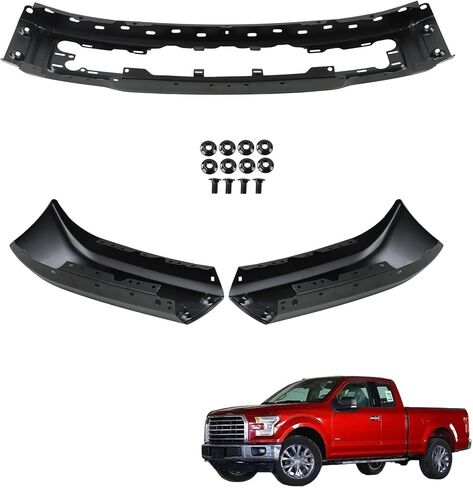 Black Front Bumper Face Bar 3Pcs Without Side Cover Hole and Fog Light Holes Replacement for F150 2015-2017 Replacement for FO1002423 in Kuwait