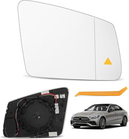Compatible with Mercedes Benz A 2013-2018 B C W204 E W212 S W221 GLA GLK, Driver Left Side Mirror Glass, Heated Convex Side Blind Spot Lens Mirror with Backing Plate in Saudi Arabia