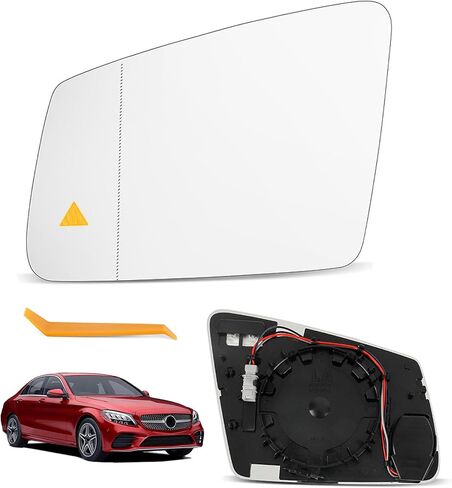 Compatible with Mercedes Benz A 2013-2018 B C W204 E W212 S W221 GLA GLK, Driver Left Side Mirror Glass, Heated Convex Side Blind Spot Lens Mirror with Backing Plate in Saudi Arabia