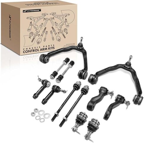 A-Premium Set of 12, Upper Control Arm, Ball Joint, Tie Rod End, Sway Bar Link, Pitman Arm Compatible with Chevy GMC Cadillac - 1999-2007 - Silverado, Sierra 1500, Avalanche, Suburban, Tahoe, Escalade in Kuwait