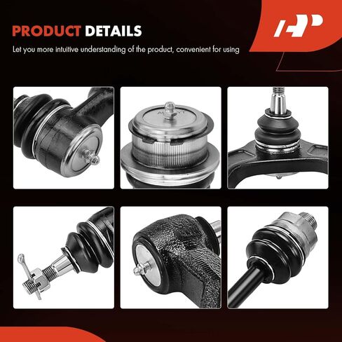 A-Premium Set of 12, Upper Control Arm, Ball Joint, Tie Rod End, Sway Bar Link, Pitman Arm Compatible with Chevy GMC Cadillac - 1999-2007 - Silverado, Sierra 1500, Avalanche, Suburban, Tahoe, Escalade in Kuwait