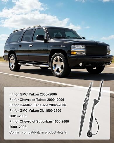 42551 Rear Windshield Wiper Arm Blade Assembly Kit Fit for Cadillac Escalade Chevrolet Suburban Tahoe GMC Yukon XL Replace 15711688, Rear Window Wiper Set in Kuwait