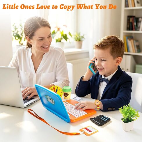 Home Office Pretend Play Toys for Kids, 20PCS Mini Workspace with Laptop, Calculator, Mug, ID Badge & Desk Supplies, Work from Home Toddler Role Play Set, Birthday Gift for Boys Girls Ages 3+ in Saudi Arabia