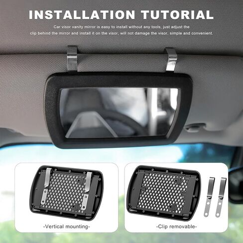 Car Sun Visor Vanity Mirror, 6.57"×4.33" HD Clip-on Vehicle Visor Makeup Mirror, Portable Sun-Shading Cosmetic Mirrors Universal Interior Accessories for Most Cars Trucks SUVs in Saudi Arabia