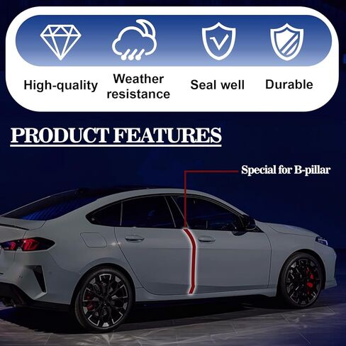 2.62Ft Car Door Weather Stripping, 2Pcs Push-in Rubber Edge Trim with U-Shaped Metal Clips, Thickened Car Door Seal Strip for Noise Reduction & Dustproof, Black Weatherproof Sealing for Most Cars in Saudi Arabia