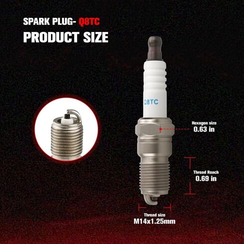 TECHIE Q8TC Spark Plug Replacement for NGK 7317 R5724-8 Racing Spark Plugs,for Autolite 94 AR474 AR94,for Champion 280 S61YC,688 C61,for E3.107R (8) in Saudi Arabia