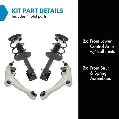 TRQ Front Suspension Kit Complete Strut & Coil Spring Assembly Control Arm with Ball Joint Compatible with 2007-2013 Nissan Altima in Kuwait