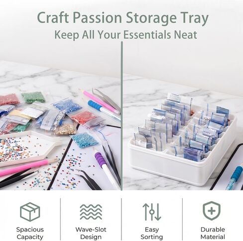 3D Printed 20 Grids Diamond Painting Bag Organizer, Multi Slot Drill Bags Storage Tray, Spill Proof & Stand Upright, Easy Access Storage Holder Caddy for Small Diamond Art Accessories Bagged - White in Saudi Arabia