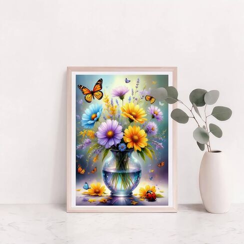 DIYGEMDOT Diamond Art Kits for Adults, Flower in a Bottle 5D Diamond Painting Sets for Adults Beginners, Full Round Drill Dot DIY Gem Art Crafts Home Wall Decor and Gift - 12x16 Inches in Saudi Arabia
